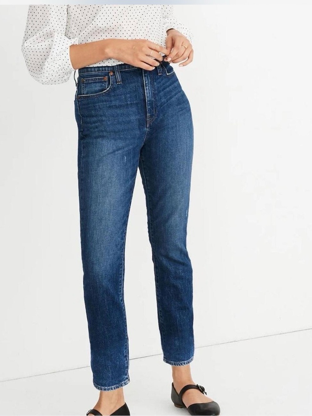 Madewell High Rise Slim Crop BoyJean Dark Blue Ankle Jeans